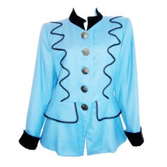 Yves Saint Laurent Blue Military style jacket / coat