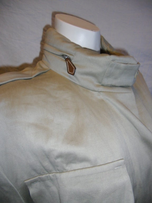 Women's Hermes Hooded Safari Jacket with leather details
