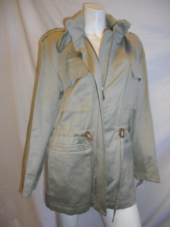 Hermes Hooded Safari Jacket with leather details 1