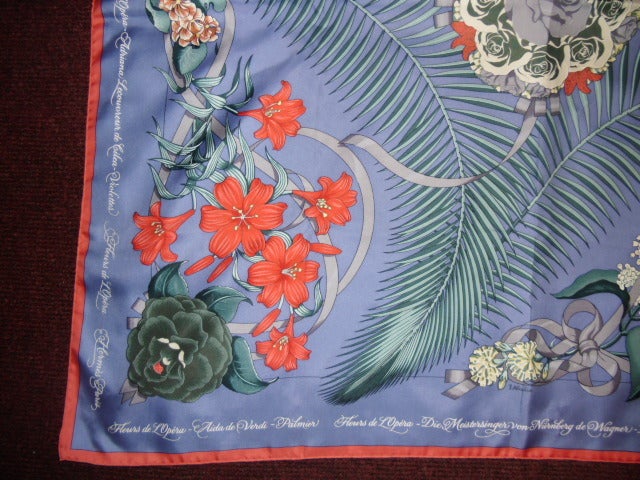 Hermes Fleurs De L'opera Silk Scarf In New Condition For Sale In New York, NY