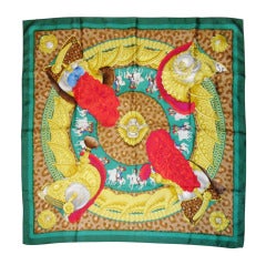 Authentic Hermes Silk Scarf Casques Et Plumets By Julia Abadie