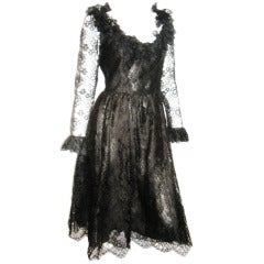 Oscar De la Renta Little Black Vintage  Evening Lace dress
