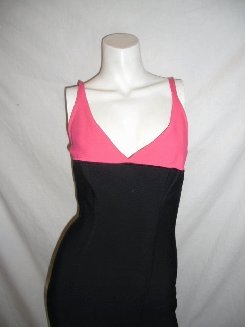 Herve Leger Original Black/pink Bandage Dress Sz M at 1stdibs
