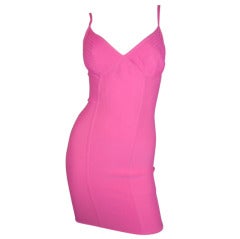 Retro Hot Pink New With Tags Original Herve Leger Bandage Dress  M