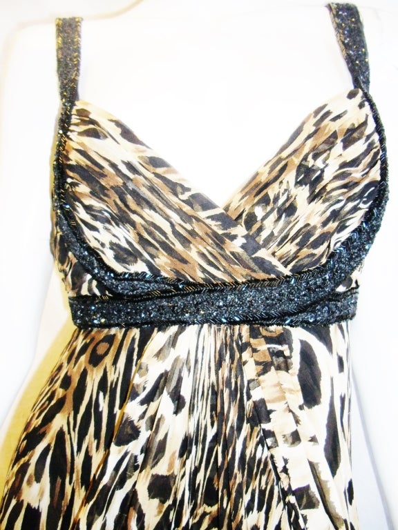 Women's Marchesa Leopard Print Silk Chiffon Gown Dress