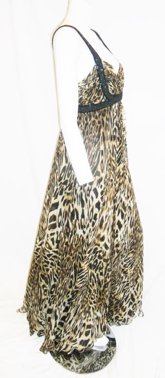 Marchesa Leopard Print Silk Chiffon Gown Dress 2