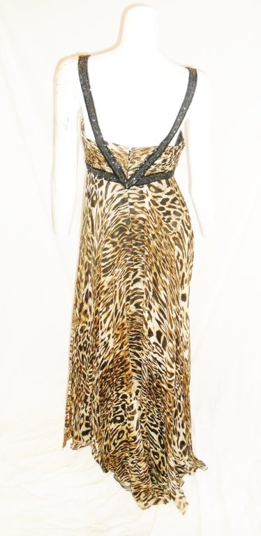 Marchesa Leopard Print Silk Chiffon Gown Dress 3