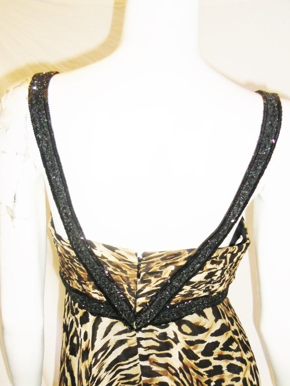 Marchesa Leopard Print Silk Chiffon Gown Dress 4