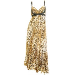 Marchesa Leopard Print Silk Chiffon Gown Dress