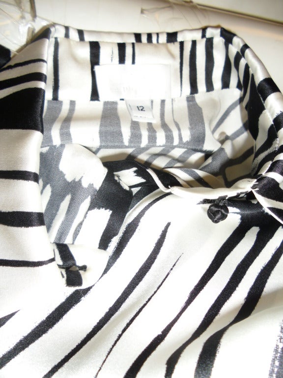 Ralph Rucci Black and White silk Blouse Shirt In New Condition In New York, NY