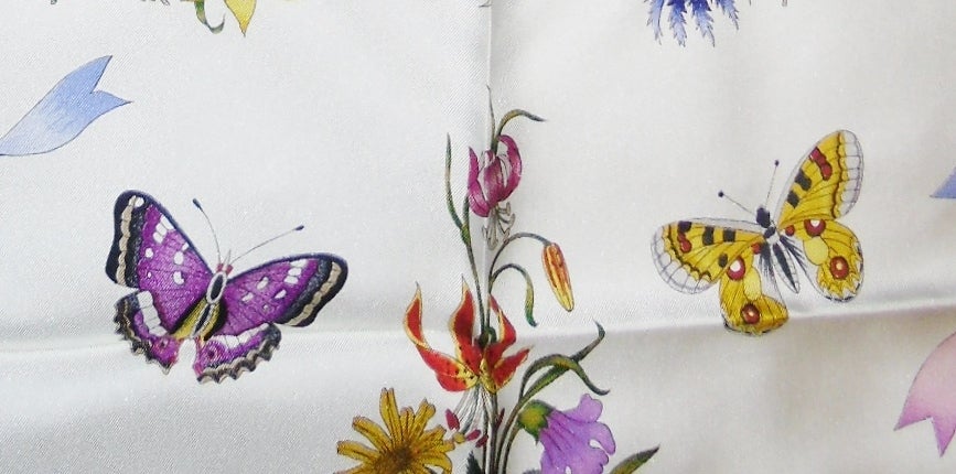 Women's Gucci Silk Scarf with Butterflies, Fruit and Flowers