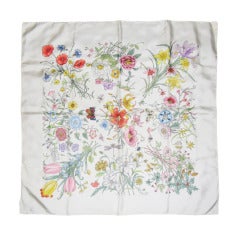 Gucci white  Floral Silk Scarf
