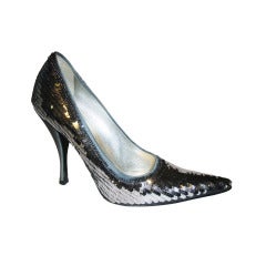 Dolce and Gabbana silver sequin pumps