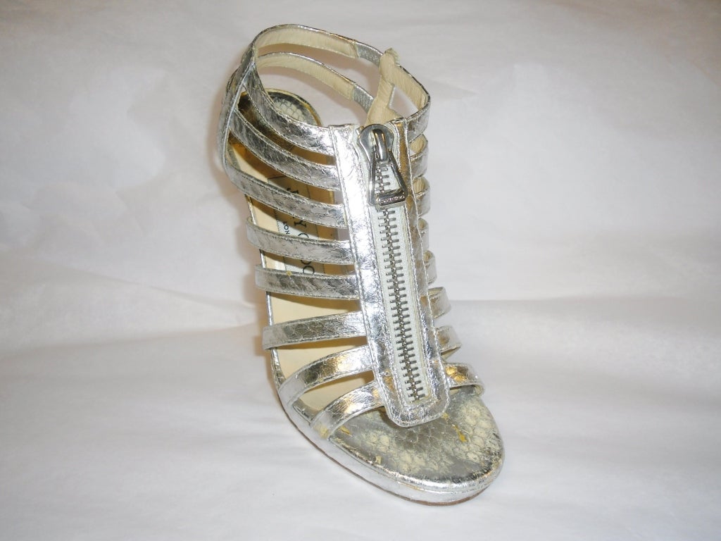 Jimmy Choo Clenys Elaphe Snakeskin Gladiator-inspired Heels Shoes