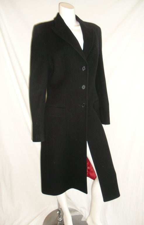 black coat with red lining