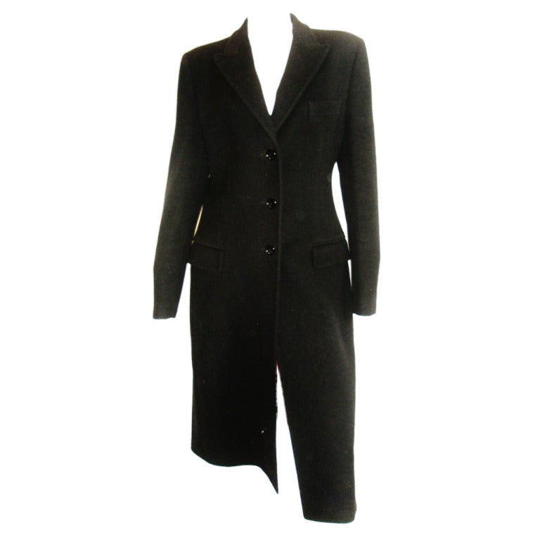 Dolce & Gabbana Black Talored wool Coat with Red Lining For Sale