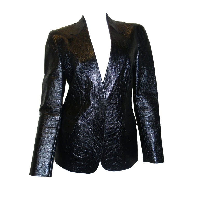 Tom Ford for Gucci Black Ostrich-Leather Jacket Blazer  New