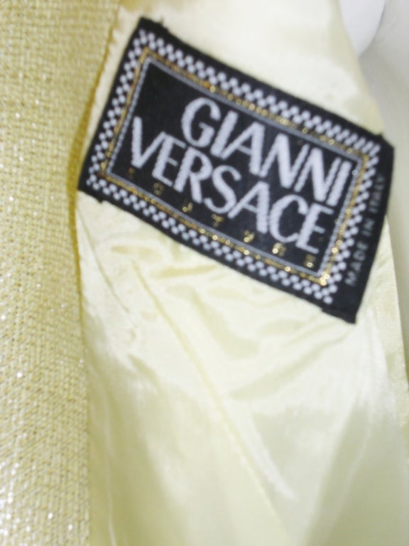 Women's SUMMER SALE!!!! Gianni Versace Couture  metallic yellow  skirt suit  Sz 2-4