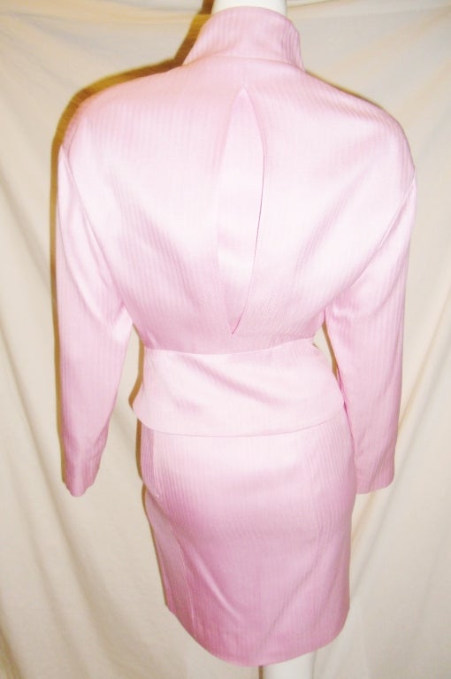 Gray SUMMER SALE!!! Original Gianni Versace Couture  Pink Silk skirt suit 1992