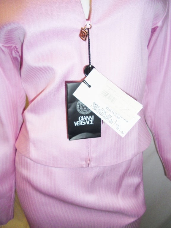SUMMER SALE!!! Original Gianni Versace Couture  Pink Silk skirt suit 1992 1