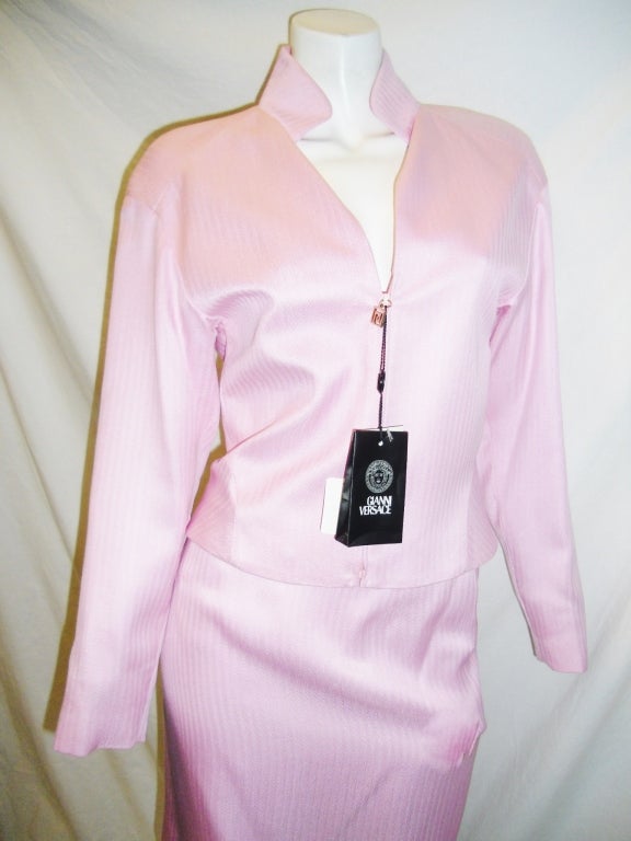 SUMMER SALE!!! Original Gianni Versace Couture  Pink Silk skirt suit 1992 3