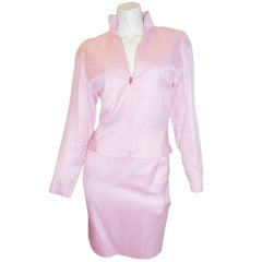 SUMMER SALE!!! Original Gianni Versace Couture  Pink Silk skirt suit 1992