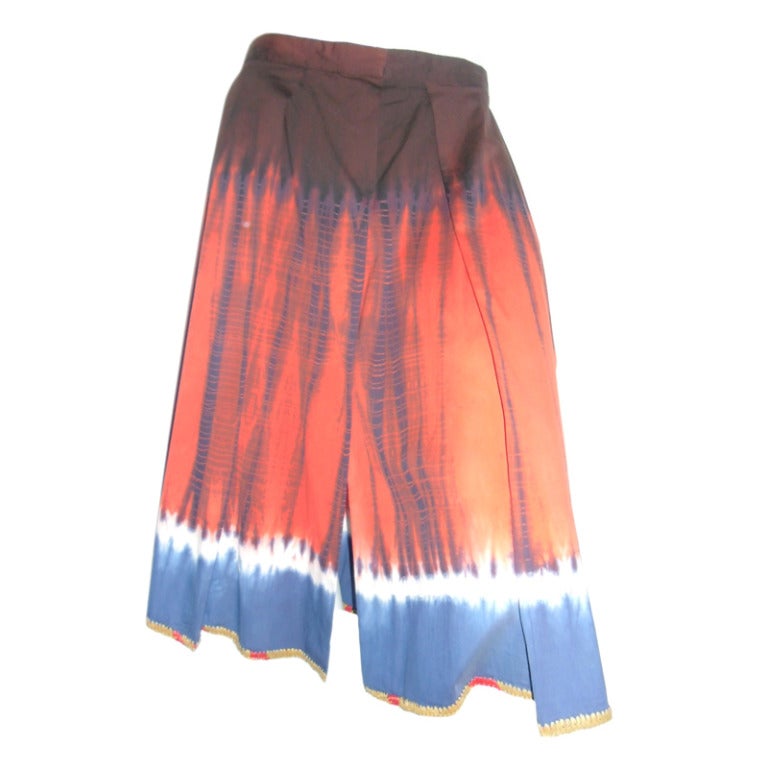 Prada Boho style tie-dye skirt with straw embroidery at 1stDibs