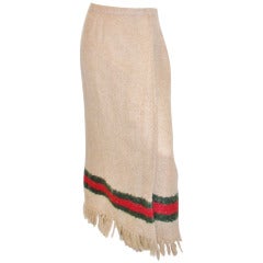 Vintage GUCCI long wool wrap skirt fringed bottom