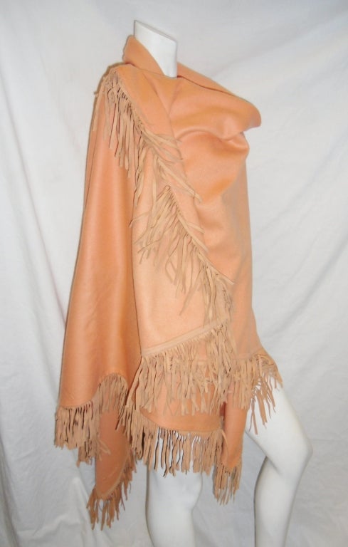 Christian Dior Oversized Cashmere Scarf /Shawl with Leather Fringes