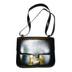 Beautiful Hermes Constance Black Leather Bag Purse