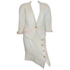 SALE!!!Chanel Vintage Fringed Pastel colors " Sparkle "  Skirt suit  sz 10