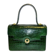 Vintage Aries Baby Alligator Emerald Green  Bag Purse