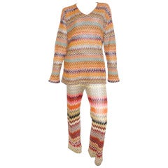 Missoni Vintage Zig-Zag Tunic and Pants Outfit Suit