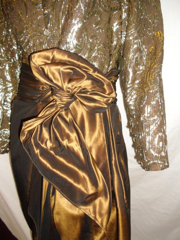Guy Laroche Boutique Numbered silk brocade cocktail dress In Excellent Condition For Sale In New York, NY