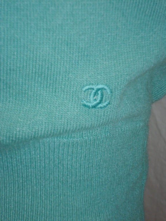 Chanel  Aqua Blue Cashmere sweater pullover 1