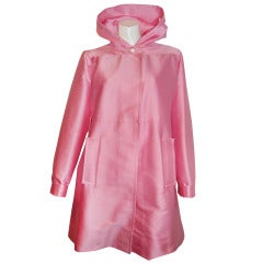 Vintage Courreges numbered  pink hooded spring summer peacoat /removable lining