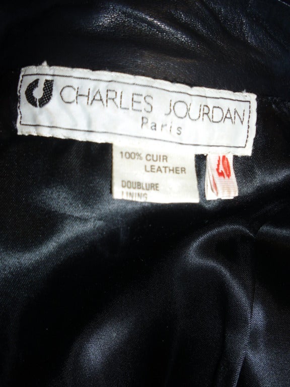 SALE ! CHARLES JOURDAN leather Bike  jacket with rhinestones trim 2