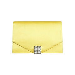 Retro Lanvin Golden Yellow silk Clutch Evening Bag
