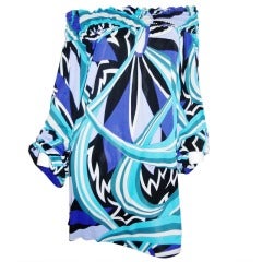 Emilio Pucci Tonal blue signature geometric print mini/ cruise  dress