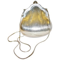 Vintage JUDITH LEIBER   Chatelaine Minaudiere Evening Bag in Silver