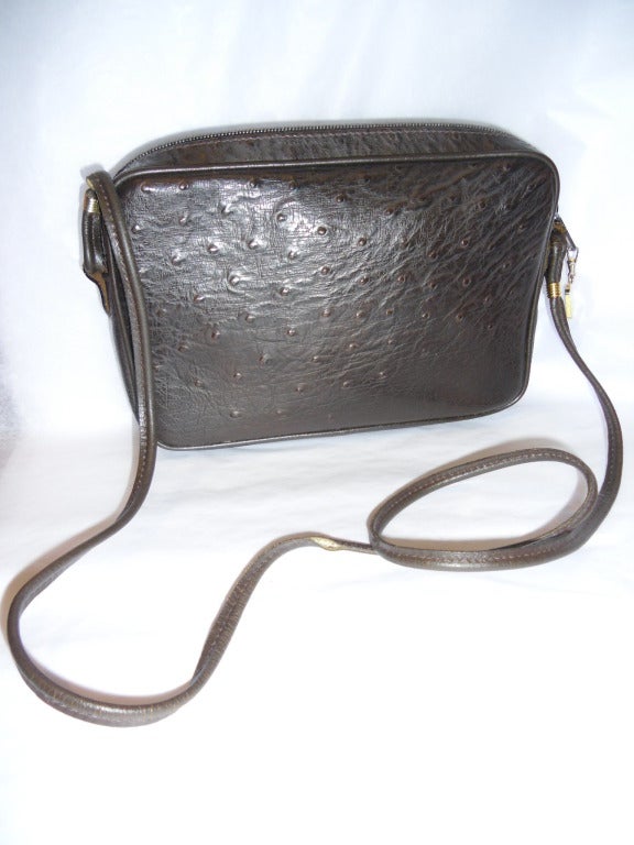 Fendi vintage ostrich  crossbody Bag In Excellent Condition In New York, NY