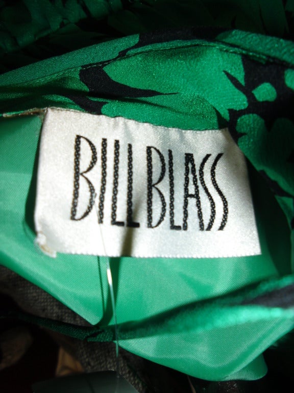 Bill Blass Emerald Green  Vintage Silk  Rushed Evening  Corset  Gown In Excellent Condition For Sale In New York, NY