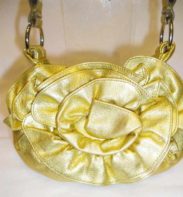 Yves Saint Laurent Gold YSL Nadja Mini Hobo Evening Bag In Excellent Condition In New York, NY