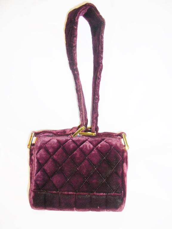 Women's Chanel Vintage mini 2.55 burgundy velevet bag