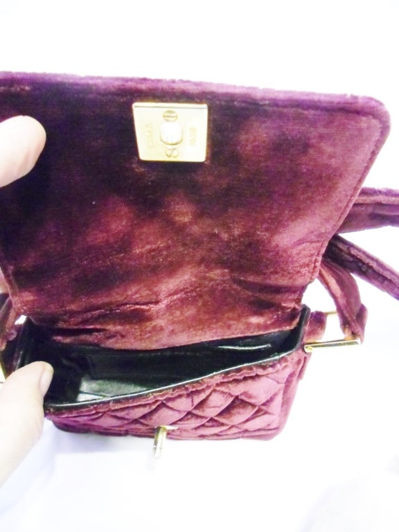 Chanel Vintage mini 2.55 burgundy velevet bag 2