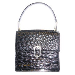 Vintage Genuine Black Crocodile Handbag