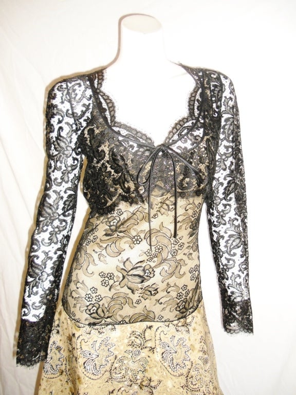 One of a kind Galanos silk/ lace cocktail  dress with lace Bolero 1