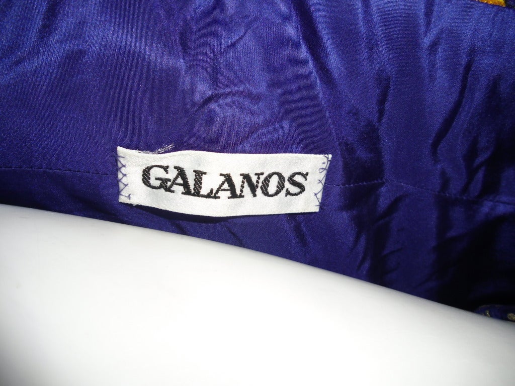 Galanos Silk chiffon  roses print skirt suit For Sale 4