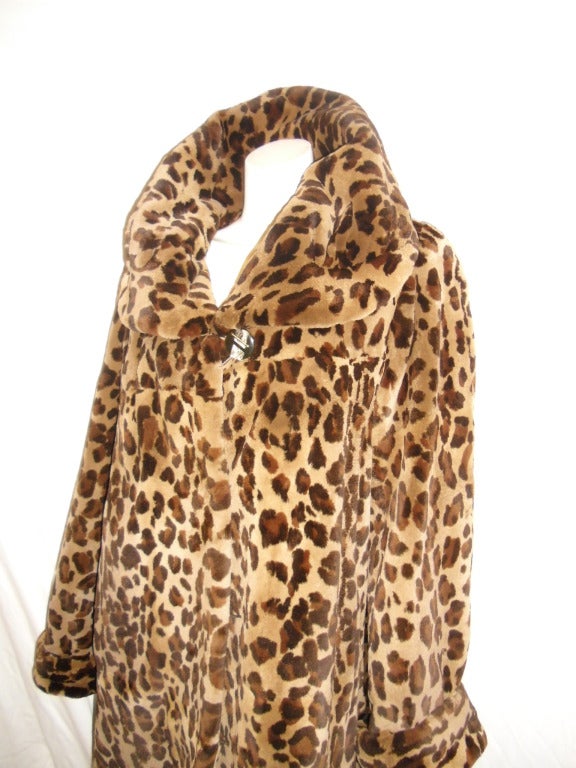 Saga Sheared Mink Leopard print Full lent Fur Coat In Excellent Condition In New York, NY