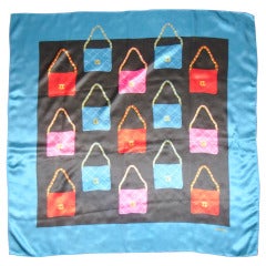 Chanel Silk Scarf  with bag print